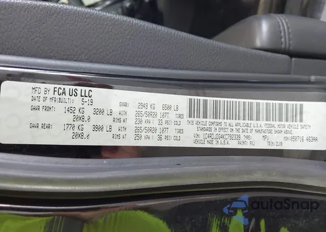 2019 Dodge Durango Gt Plus Awd z USA, uszkodzony, nr VIN 1C4RDJDG4KC792339